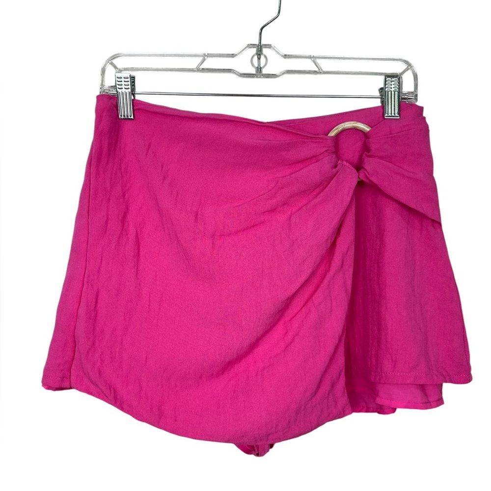DO+BE Hot Pink Ring Faux Wrap Mini Skirt Skort Medium